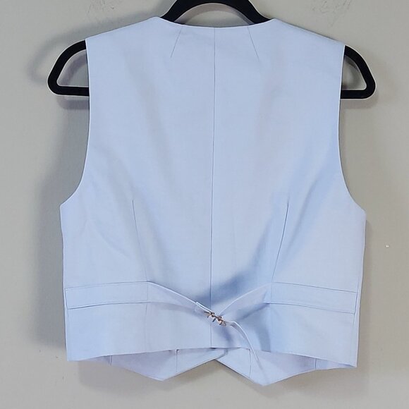 J.Crew Women Linen Blend Vest Size 8 Light Blue Stretch Preppy Academia Y2K - Picture 11 of 12